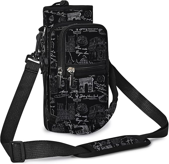 icolor Water Bottle Carrier Bag with Strap 25/32/40 oz Crossbody Bottle Holder with Phone Pocket Sling Sleeve Insulated Neoprene Water Bottle Pouch for Walking Travelling-BubblyBeeBaby