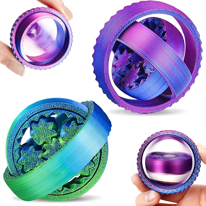 2-Pack 3D Printed Fidget Spinners for Kids & Adults - Stress Relief Toys for ADHD, Anxiety & Sensory Needs | Quiet Office Desk Toy & Party Favors - Birthday Goodie Bag Fillers for Kids-BubblyBeeBaby