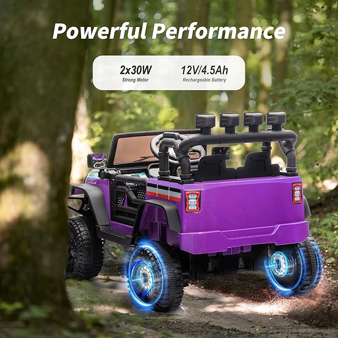 12V Kids Ride on Car Truck, Kids Electric Vehicles Car Ride on Toy for Toddlers 3-5 with Remote Control - Purple-BubblyBeeBaby