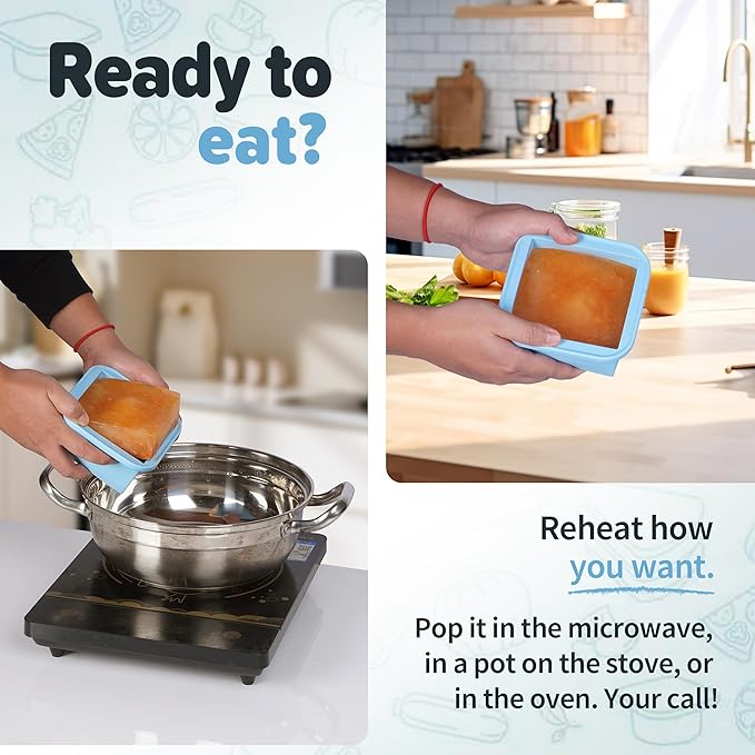 2-Cup Silicone Freezer Trays with Lids – Perfect for Meal Prep, Portion Control, and Easy Freezing-Meal Prep Container Molds for Soup,Leftovers (Aqua, 4 Pack)-BubblyBeeBaby