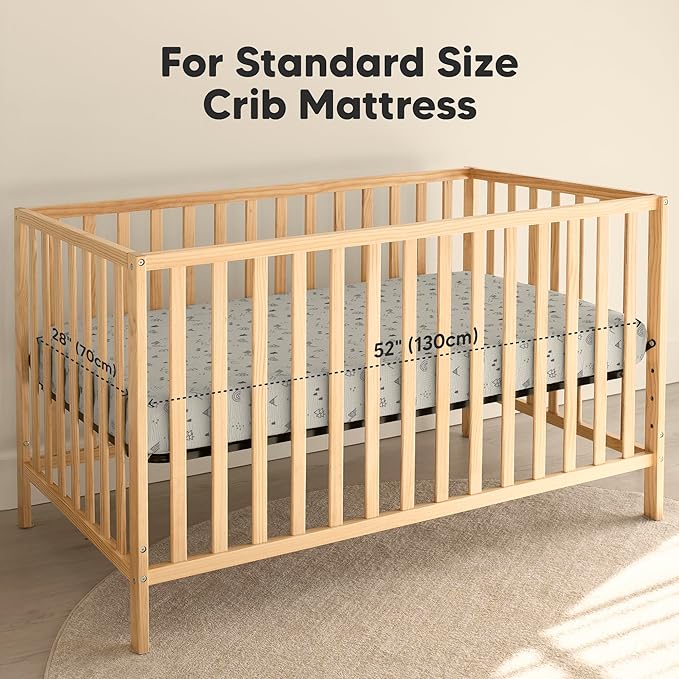 KeaBabies 2-Pack Muslin Crib Sheets for Boys, Girls - 100% Organic Cotton Fitted Baby Crib Mattress Sheet, Soft Breathable Standard Toddler Bed Cover Bedding Set, Neutral, Durable 52x28 (Woodland)-BubblyBeeBaby