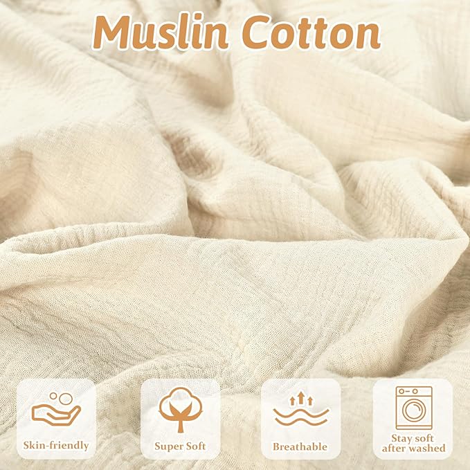 Hooyax Muslin Baby Lounger Cover 1 Pack, 100% Cotton Soft & Breathable Infant Lounger Covers Only for Newborn (Cream)-BubblyBeeBaby