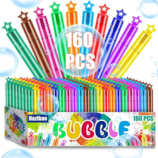 160 PCS Mini Star Bubble Wands for Kids, 10 Colors Bulk Bubble Wand with Star Top, Perfect for Party Favors, Wedding, Birthday, Carnival, Summer Outdoor Toys,Goody Bags Stuffer,Prize-BubblyBeeBaby
