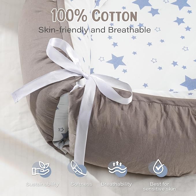 HKAI Baby Lounger – Soft Cotton Infant Floor Seat for Newborn to 24 Months, Portable Travel-Friendly Pillow for Boys & Girls-BubblyBeeBaby