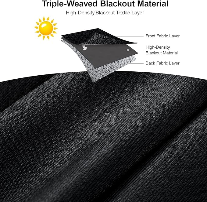 Joydeco Faux Linen Blackout Curtains for Bedroom,Black Blackout Curtains 72 inches Long,100% Blackout Solid Thermal Insulated Window Drapes Luxury Decor for Living Room（W52xL72 Inch,Black）-BubblyBeeBaby