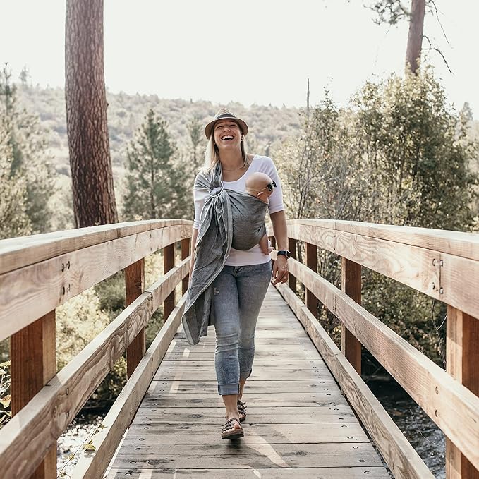 Hip Baby Wrap Ring Sling Baby Carrier for Infants and Toddlers - Beautiful, 100% Soft Cotton Baby Wraps Carrier For Babies 8-35 lbs - Perfect Baby Shower Gifts Moms And Dads - Nursing Cover (Midnight)-BubblyBeeBaby