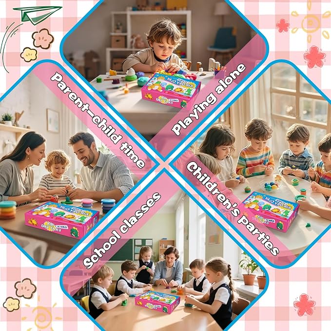 ifergoo Air Dry Clay for Kids - Animal Modeling Clay Kit, 6 Animal Designs with Sculpting Tools & Tutorials, Ultra Light & Soft, Arts & Crafts DIY Creative Toys, Gifts for Age 3-12 Girls & Boys-BubblyBeeBaby