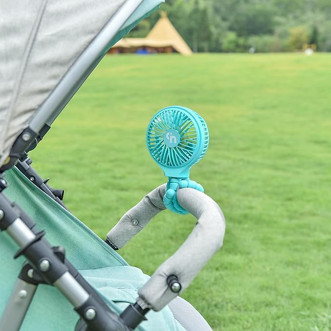 HomeLifairy Portable Stroller Fan, USB or Rechargeable Battery Operated with 3 Speeds and 360°Rotate, Cooling Clip On for Baby Crib Travel Car Seat Blue-BubblyBeeBaby