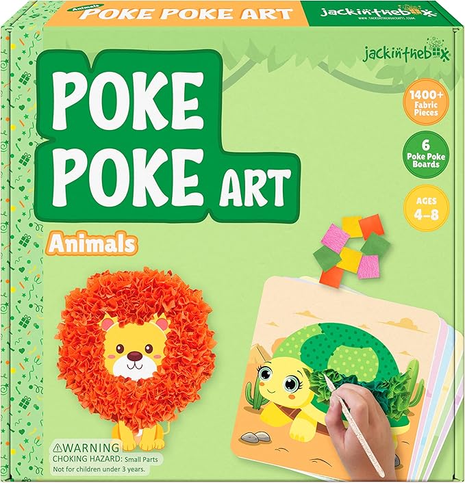 jackinthebox Poke Poke Art – Animals Theme, Mess-Free Fabric Art and Craft, Flower Pressing Kits, Gift for Kids, Girl Gifts, Boy Gift, Toys for Girls and Boys Ages 4 5 6 7 8-BubblyBeeBaby