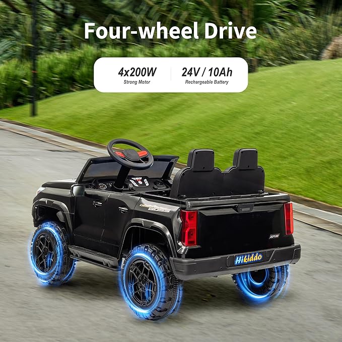 24V 10Ah Ride on Toy for Big Kids, 4WD 2 Seater Electric SUV Kids Car to Drive w/Remote Control, 4x200W Motors - Black-BubblyBeeBaby