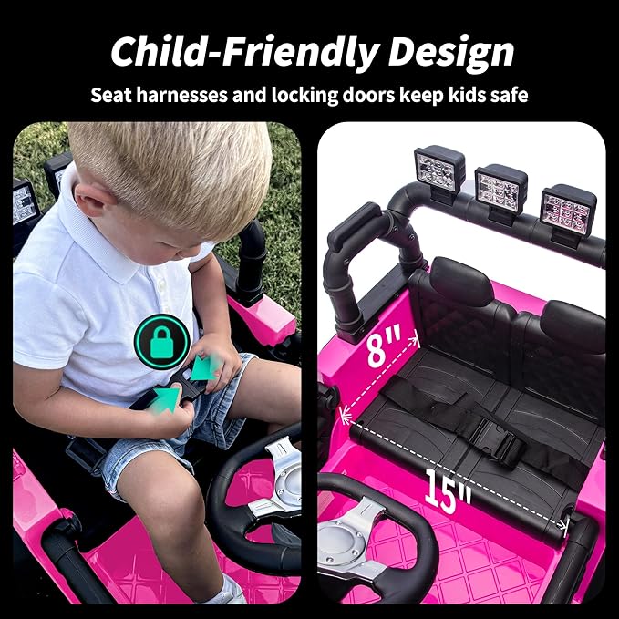 24V Kids Ride on Car, Kids Electric Vehicles Car Ride on Toy Truck for Toddlers w/Remote Control, 400W Motor - Pink-BubblyBeeBaby