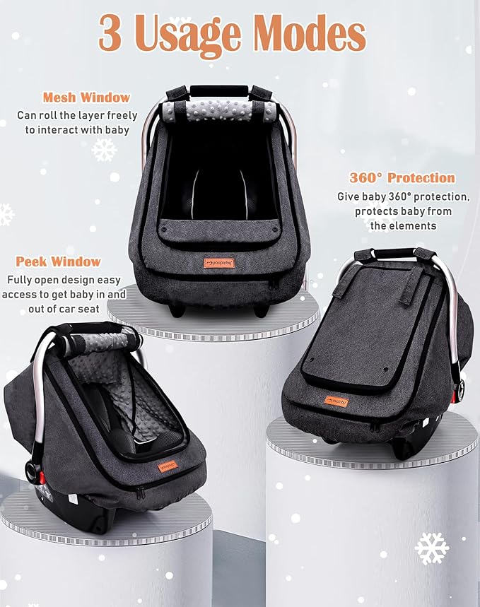 Waterproof Baby Stoller Bunting Bags Winter Carseat Canopies Cover to Protect Baby from Cold Wind, Super Warm Plush Fleece Baby Carrier Cover for Infant Boys Girls, Keeps Babies Warm and Cozy-BubblyBeeBaby