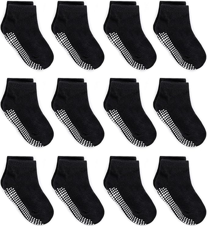 Zaples Baby Non Slip Grip Ankle Socks with Non Skid Soles for Infants Toddlers Kids Boys Girls-BubblyBeeBaby