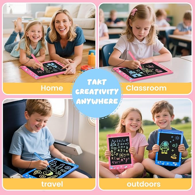 2 Pack LCD Writing Tablet for Kids, Erasable and Reusable Toddler Doodle Board in 8.5 inch, Ideal Educational Drawing Pad for Learning Toy for Ages 3-8 Gifts for Girls Boys-BubblyBeeBaby