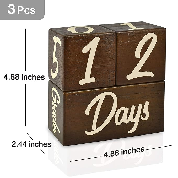 I'm Solid Wood Weekly Monthly Yearly Baby Milestone Age Blocks, Gender Neutral, Newborn Gifts & Keepsakes for Picture Props (3 Pcs/Brown)-BubblyBeeBaby