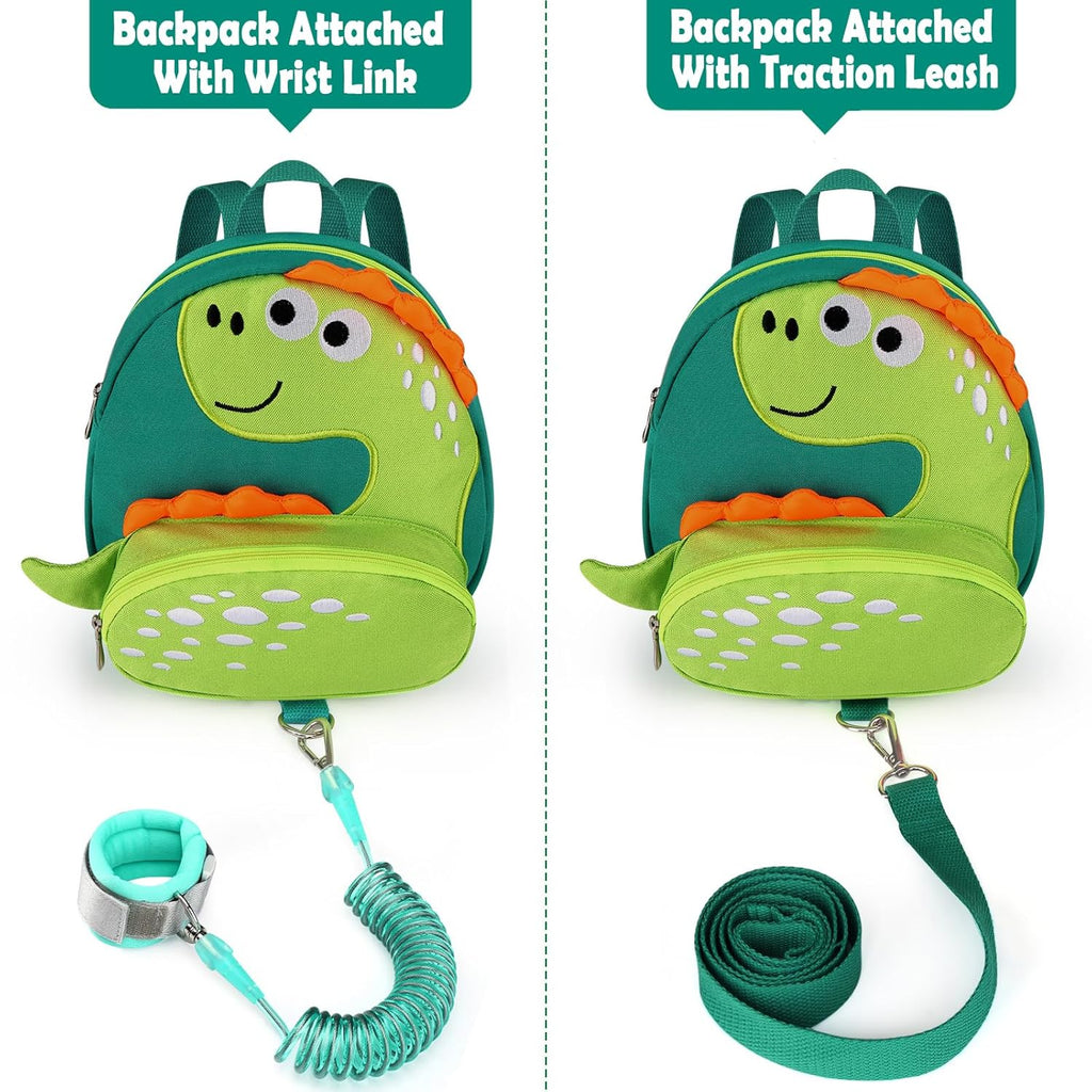 Accmor Toddler Harness Backpack Leash, Cute Dinosaur Backpacks with Anti Lost Wrist Link, Cute Mini Child Backpack Wristband Tether Strap and Protection Leashes for Boys Girls Aged 1-3 Years