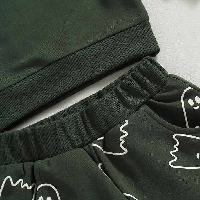0-4T Toddler Boy Girl Halloween Outfit Fall Clothes Ghost Long Sleeve Sweatshirt Top Pants Baby Halloween Clothes-BubblyBeeBaby