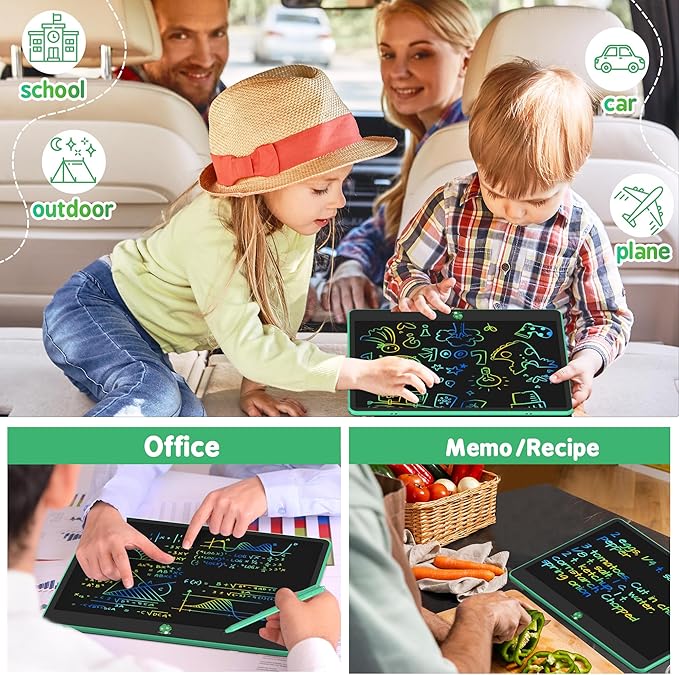 Hockvill LCD Writing Tablet for Kids, Toys for Girls Boys Drawing Pad for 3 4 5 6 7 Year Old Kid, Toddler Doodle Board Christmas Birthday for Children (16 INCH, Green)-BubblyBeeBaby