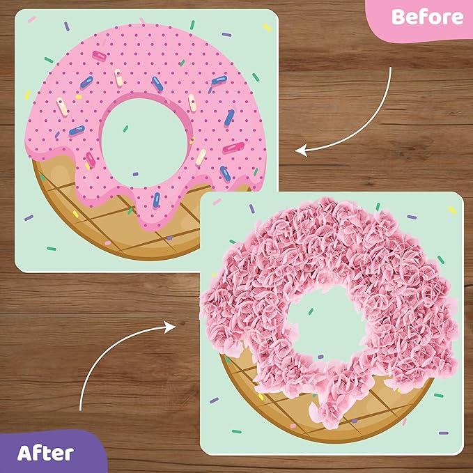 jackinthebox Poke Poke Art for Kids - Candyland Theme, Mess-Free Fabric Art and Craft, Flower Pressing Kits, Gift for Kids, Girl Gifts, DIY Activity Boy Gift, Toys for Girls and Boys Ages 4 5 6 7 8-BubblyBeeBaby