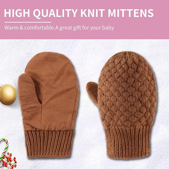 Baby Knit Mittens Toddler Boys Girls Gloves Winter Infant Newborn No Scratch Mitten 0-3 Years-BubblyBeeBaby