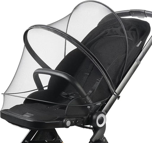 Baby Mosquito Net with Double Zipper Bassinet Stroller Cover for Baby/Stroller/Car Seat/Cradles/Carriers, Easy to Use, Visible Breathable Mesh, Keep Insects/Bugs/Cats Out, Black-BubblyBeeBaby