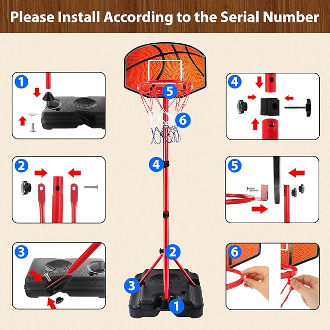 Kids Basketball Hoop for 1 2 3 4 5 6 Year Old Stand Adjustable Height 3.5ft-5.3ft Toddler Boy Basketball Hoop Indoor Mini Basketball Hoops Goal Ball Games Toys for Girl Boy Age 1-3 2-4 3-5-BubblyBeeBaby