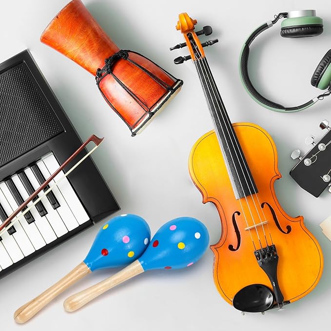 2 Pcs Maracas, Hand Percussion Rattles for Kids, Wooden Rumba Shaker Hand Musical Instruments with Clear Rhythm for Kids Adults Playing (Blue)-BubblyBeeBaby