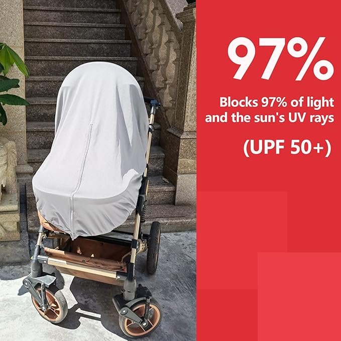 Sun Shade for Strollers, UV Sun and Sleep Shade Universal Fit for Baby Strollers, Blackout Stroller Cover, Breathable and Stops 99% of The Sun's Rays (UPF50+)-BubblyBeeBaby