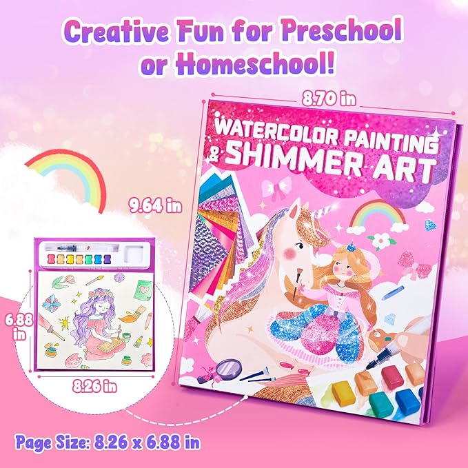 JoyCat Paint with Water Coloring Books, Art & Craft Activity, Princess No Mess Art for Kids Ages 4-8, Craft Kits & Supplies, DIY Creative Activity, Presents for Girls & Boys-BubblyBeeBaby