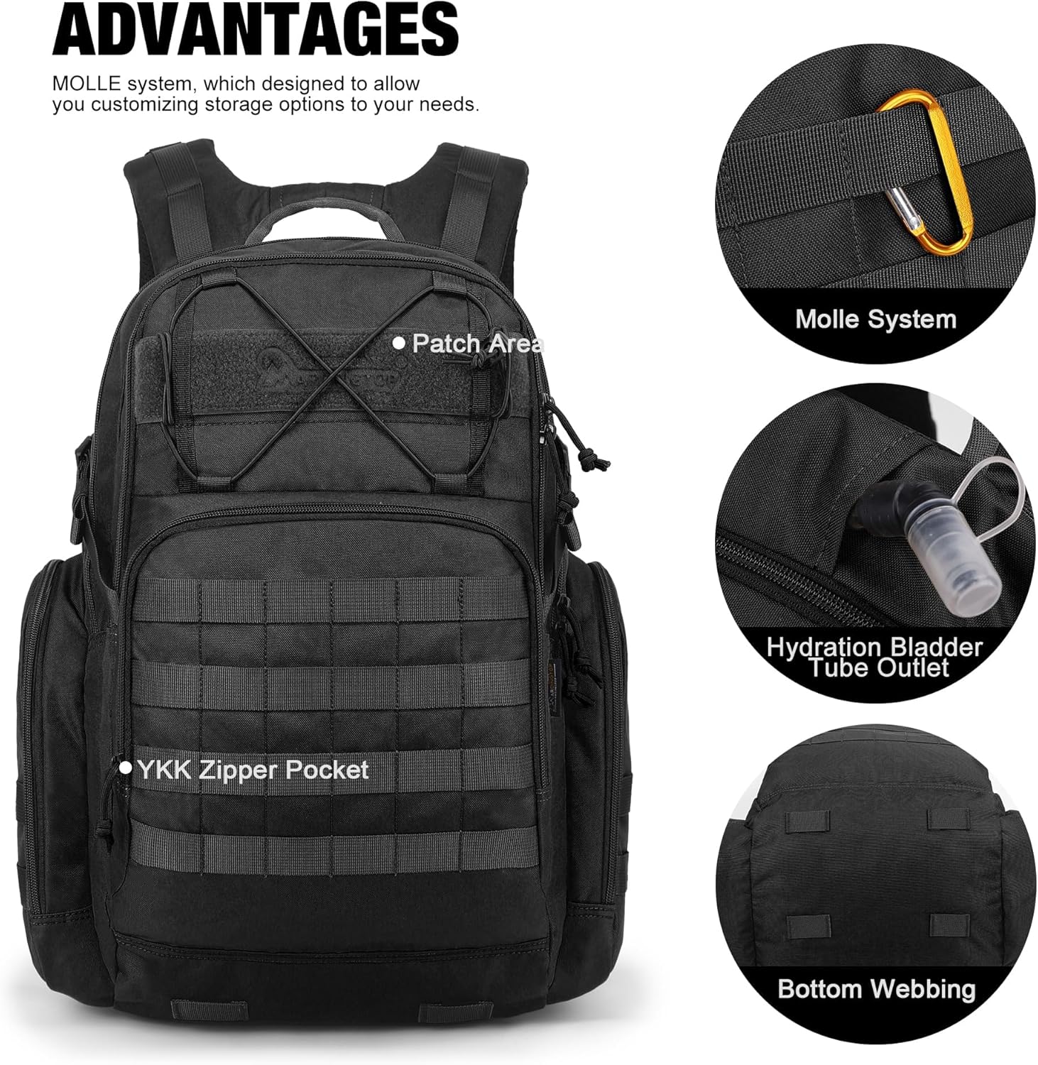 Mardingtop 40L Tactical Backpack for Men,Molle Military Backpack for Hiking,Travel,Camping, Hunting