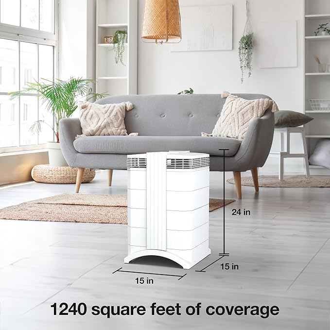 IQAir HealthPro Compact XE Air Purifier - Compact HyperHEPA Fration for Rooms up to 1240 sq ft - Allergens, Smoke, Dust, Mold, Pet Dander, Swiss Made, WiFi Enabled-BubblyBeeBaby