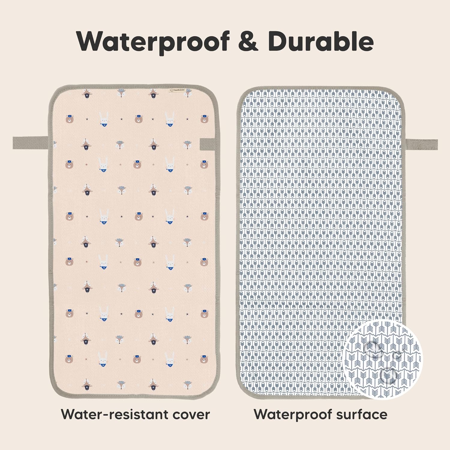 KeaBabies Portable Diaper Changing Pad, Easy Wipe Clean - Foldable Waterproof Baby Changing Mat for Diaper Bag, Compact, Lightweight, 25x13 Baby Changer Travel Essential, Machine Washable(Wild Patrol)