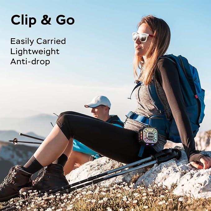 INSMY IP67 Waterproof Bluetooth Speaker, Shower Speaker Portable Small Clip-on, Multi Sync 100+ Speakers, Big Volume Booming Bass, 24H Playtime/Floatable/RGB Lights for Outdoor/Kayak/Beach (Black)-BubblyBeeBaby