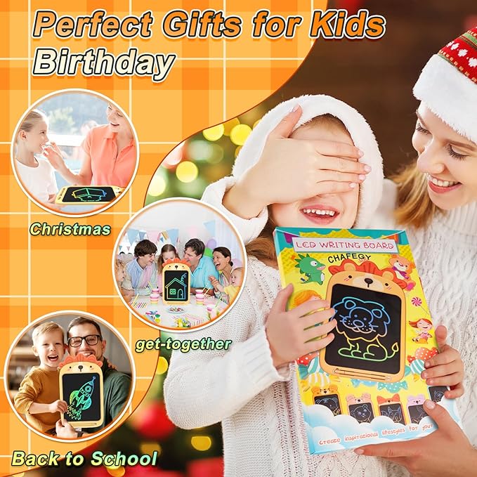 10 Inch LCD Writing Tablet, Erasable Doodle Board Toy, Cute Lion Drawing Pad for Kids Ages 2-6 - Educational Christmas Birthday Gift (Lion)-BubblyBeeBaby