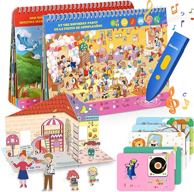 Interactive Search and Find Activity Books for Kids Ages 3-5, Toddler Travel Games Toys for Car Airplane, Road Trip Activities for Kids 4-8, Educational Preschool Learning Toys Gift with a Talking Pen-BubblyBeeBaby