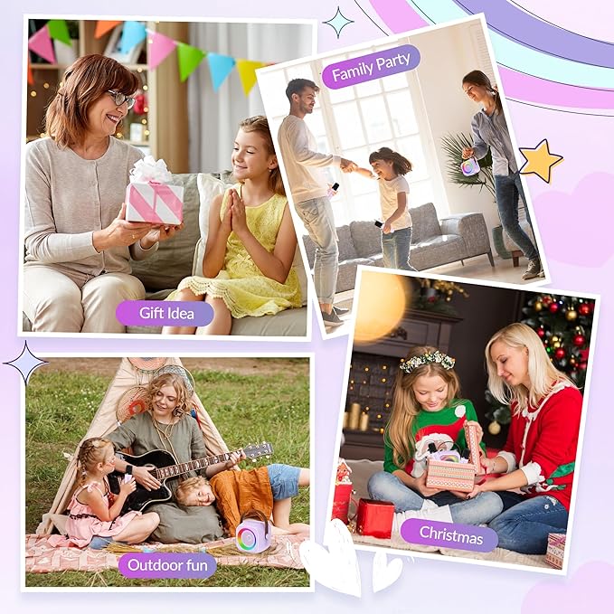 Karaoke Machine for Kids Adults, Karaoke Toys Gifts for Girls Boys, Portable Bluetooth Speaker with Wireless Microphone, Birthday Gifts for Girls Boys Ages 4, 5, 6, 7, 8, 9, 10, 12+ Years Old-BubblyBeeBaby