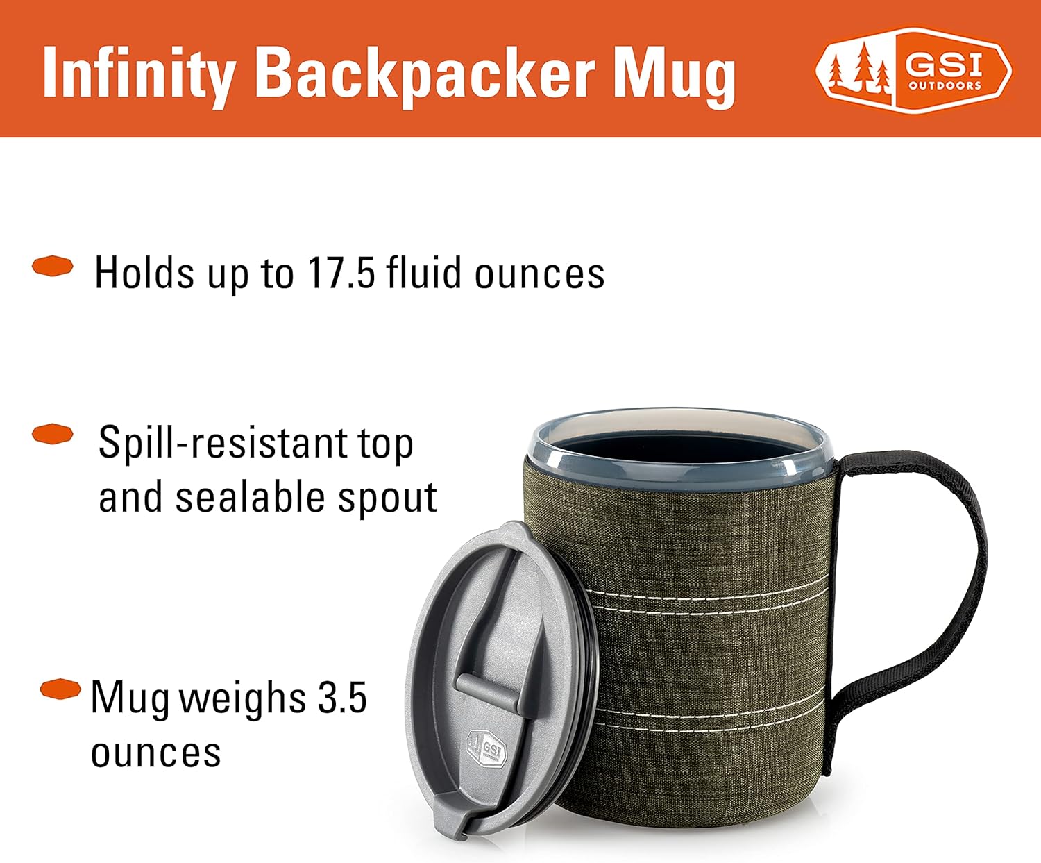 GSI Outdoors Infinity Backpacker Mug I Lightweight, BPA-Free Coffee Cup for Travel, Camping Gear, Backpacking and Outdoors - 17 oz.