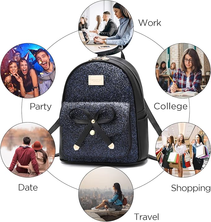 I IHAYNER Girls Bowknot Cute Leather Backpack Mini Backpack Purse for Women-BubblyBeeBaby