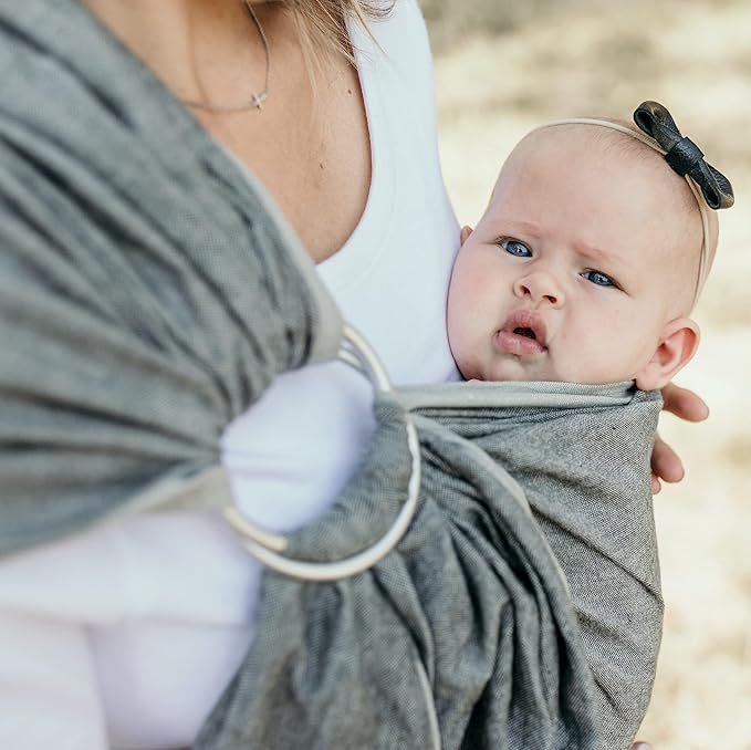 Hip Baby Wrap Ring Sling Baby Carrier for Infants and Toddlers - Beautiful, 100% Soft Cotton Baby Wraps Carrier For Babies 8-35 lbs - Perfect Baby Shower Gifts Moms And Dads - Nursing Cover (Midnight)-BubblyBeeBaby