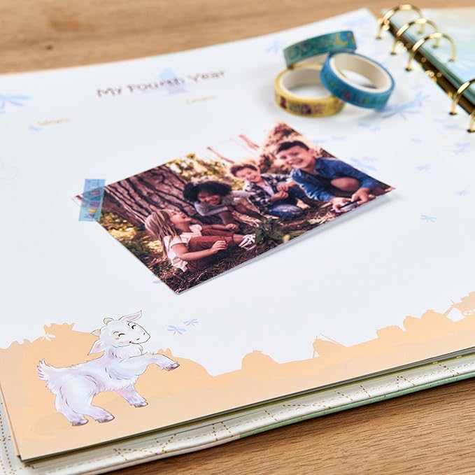 Keepsake Baby Memory Book Girl Boy – Timeless Leather-Bound Baby Milestone Book – Baby Book Keepsake Record First 5 Years – Gender Neutral Baby Scrapbook Album, Baby Album Journal Registry Search Gift-BubblyBeeBaby