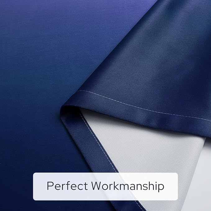 HOMEIDEAS Navy Blue Ombre Blackout Curtains, 52 X 96 Inch Length Gradient Color Room Darkening Curtains with Grommet Thermal Insulated Window Drapes for Living Room, Bedroom, 2 Panels-BubblyBeeBaby