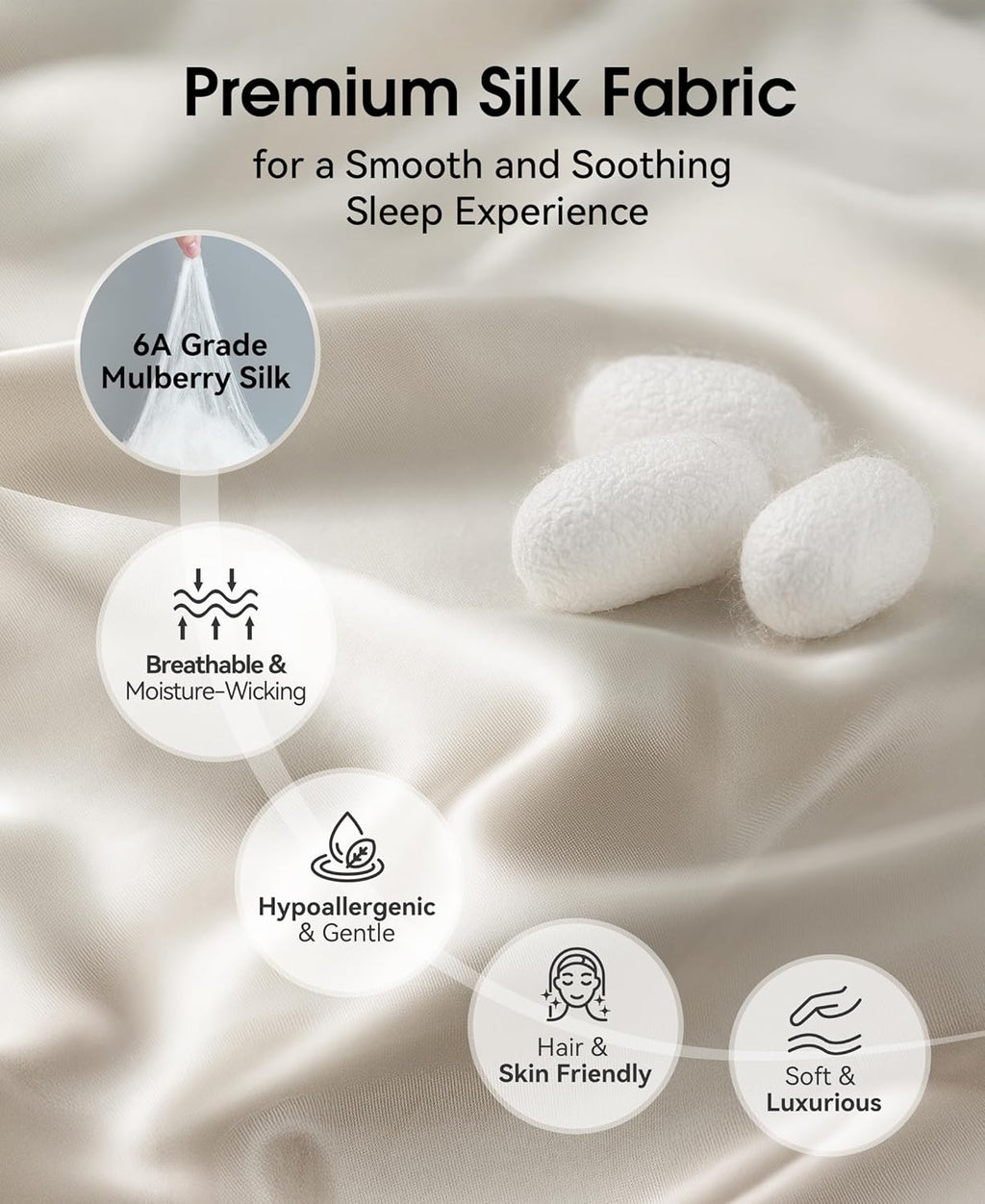 MUSICOZY Mulberry Silk Bluetooth Sleep Mask with HD Stereo Sound, Wireless Sleep Headband Headphones for Side Sleepers, Adjustable Size, Total Light Blocking, Perfect for Travel Relaxation Sleep