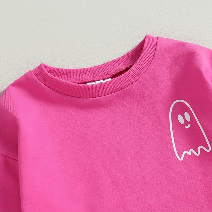 0-4T Toddler Boy Girl Halloween Outfit Fall Clothes Ghost Long Sleeve Sweatshirt Top Pants Baby Halloween Clothes-BubblyBeeBaby