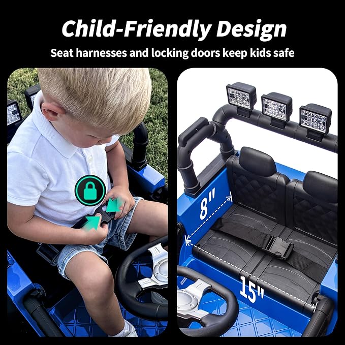 24V Kids Ride on Car, Kids Electric Vehicles Car Ride on Toy Truck for Toddlers w/Remote Control, 400W Motor - Blue-BubblyBeeBaby