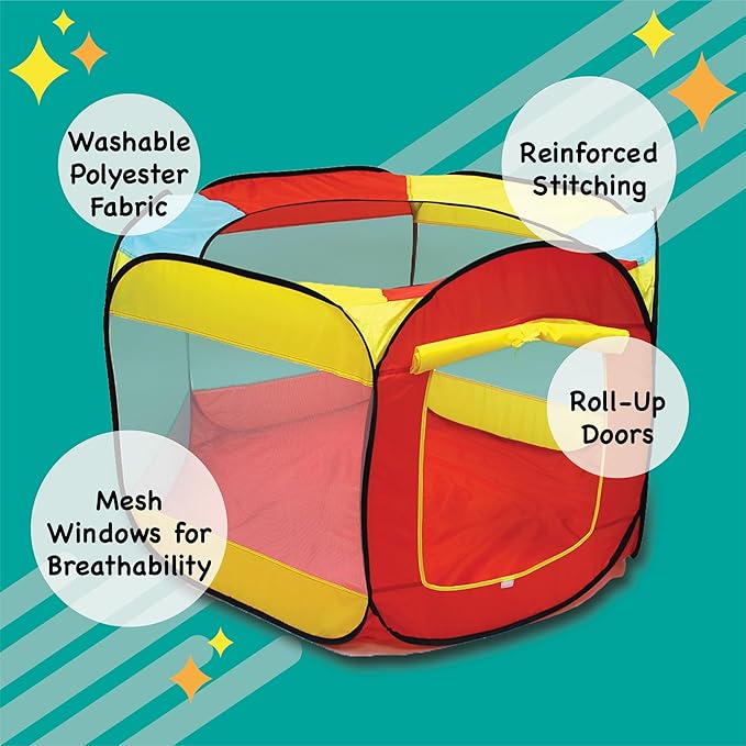 Kids Ball Pit Pop Up Large Tent for Toddlers - Indoor & Outdoor Gift Toys for Infants Girls & Boys, Baby Playpen with Zipper Storage Bag, BallPit Balls Not Included-BubblyBeeBaby