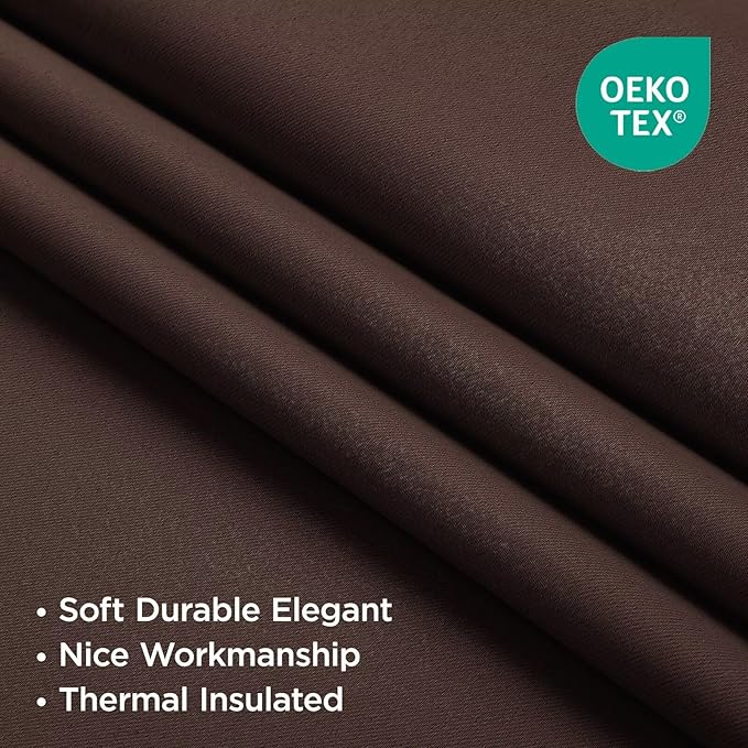 Joydeco Blackout Curtains 84 Inch Long for Bedroom, Thermal Insulated Black Out Curtains 2 Panels Set, Room Darkening Drapes for Living Room Window (W52 x L84 Inch, Chocolate)-BubblyBeeBaby