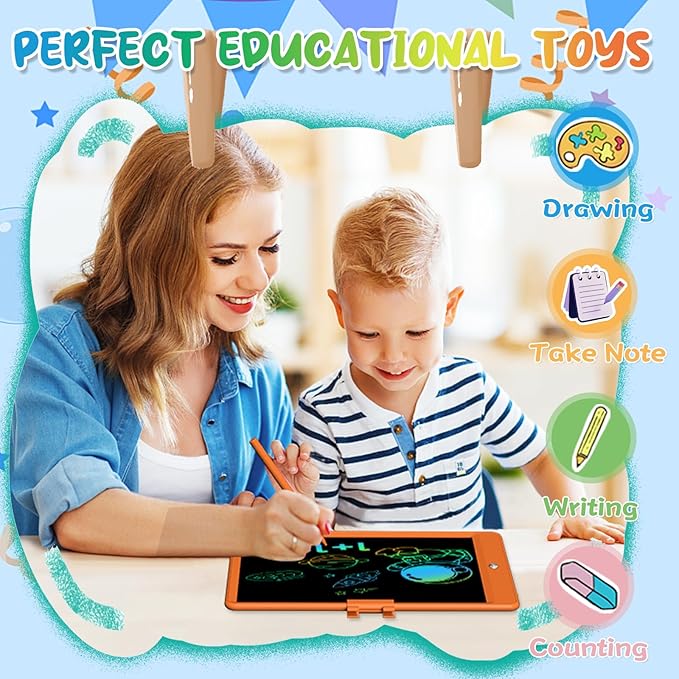10 Inch LCD Writing Tablet for Kids 4 Pack Reusable Drawing Pad Colorful Toddler Writing Board Electronic Drawing Tablet Educational and Learning Toys for 3-8 Years Old Boys Girls-BubblyBeeBaby