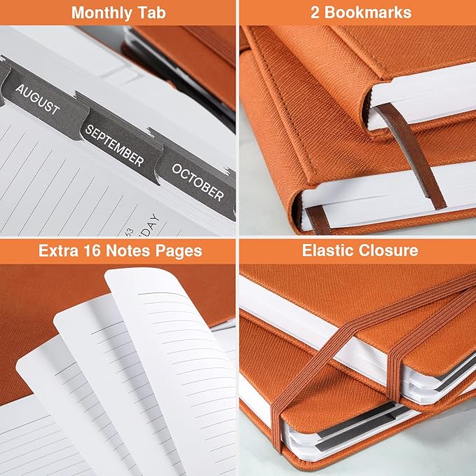 2025-2026 Appointment Book & Planner - Jul 2025 - Jun 2026, Daily Hourly Planner, 5.75" X 8.25", 60-Minute Interval, Faux Soft Leather Cover, Premium Paper, Academic Calendar with Pen Loop, Inner Pocket-BubblyBeeBaby