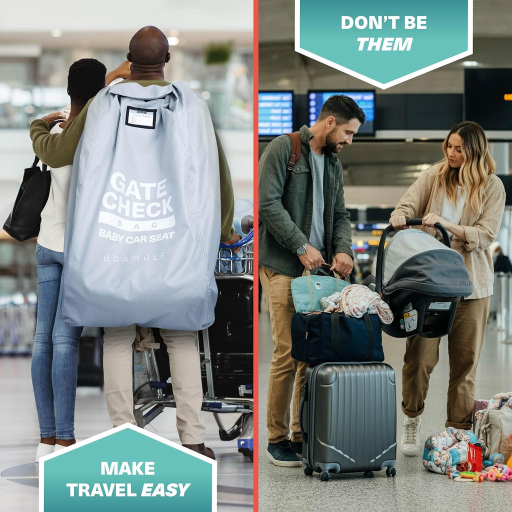 Bramble Infant Car Seat Travel Bag for Airplane - Waterproof Car Seat Cover for Airplane Travel 34" - Booster Seat Travel Bag Carseat Carrier for Airport