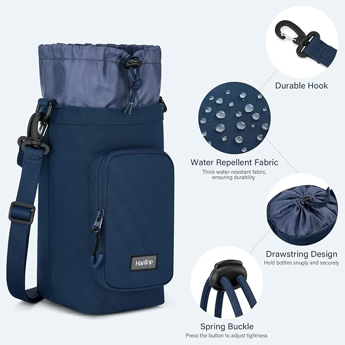 Insulated Water Bottle Carrier Bag with Strap Phone Pocket for 25/32/40/64 oz Tumbler Cup, Water Bottle Holder-BubblyBeeBaby